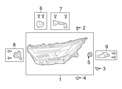 2023 Toyota RAV4 Prime Headlamp Components Diagram