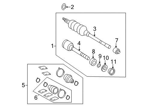 2008 Toyota Solara Drive Axles - Front Diagram 1 - Thumbnail