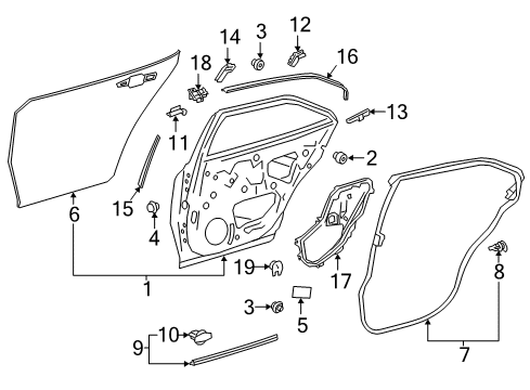 2020 Toyota Camry Rear Door, Body Diagram 1 - Thumbnail