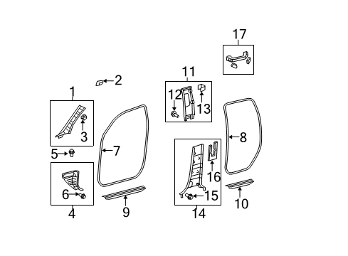 2007 Toyota Tundra Weatherstrip, Rear Door Opening Trim, LH Diagram for 62332-0C040