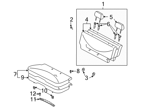 2002 Toyota Echo Pad Sub-Assy, Rear Seat Back W/Cover Diagram for 71603-52430-B0