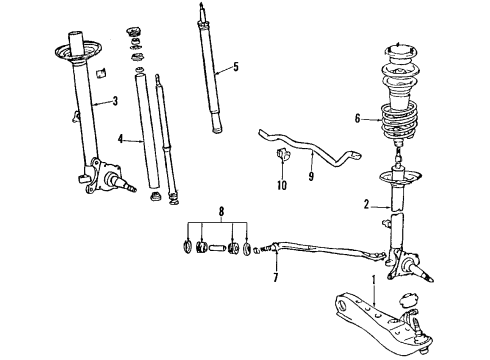 1985 Toyota Cressida Front Suspension, Control Arm, Stabilizer Bar Diagram 1 - Thumbnail