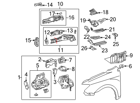 2006 Scion tC Plate, Front Brake Flexible Hose Support, LH Diagram for 51682-32040