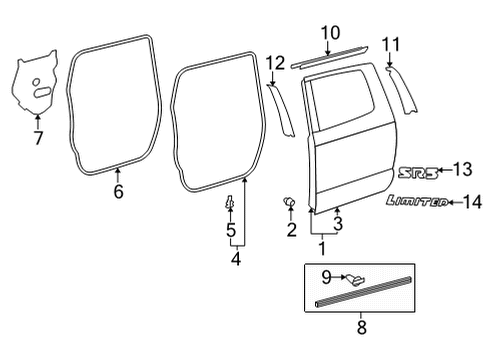 2023 Toyota Tundra Door & Components, Exterior Trim - Interior & Exterior Trim Diagram 2 - Thumbnail