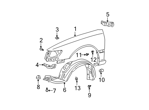 2000 Toyota Solara Fender & Components Diagram