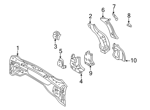 2008 Toyota Matrix Reinforcement, Back Door Opening Side, Upper LH Diagram for 61726-02010