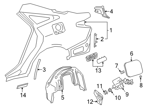 2019 Toyota Avalon Panel Sub-Assembly, QUAR Diagram for 61601-07120