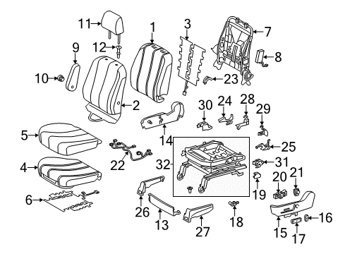 2011 Toyota Sienna ARMREST Assembly, Seat Diagram for 72820-08170-B1