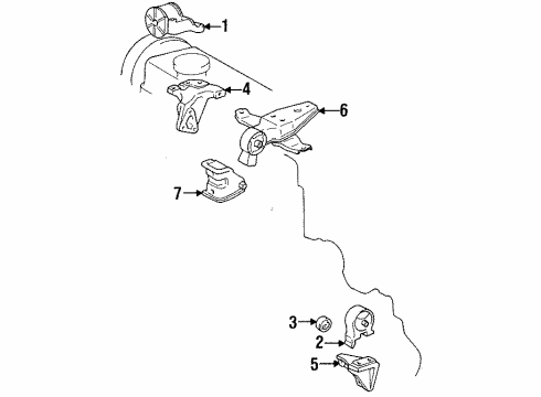 1996 Toyota Tercel Engine & Trans Mounting Diagram