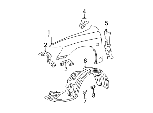 2004 Toyota Avalon Fender & Components Diagram