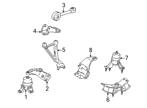 1998 Toyota Camry Engine & Trans Mounting Diagram 1 - Thumbnail