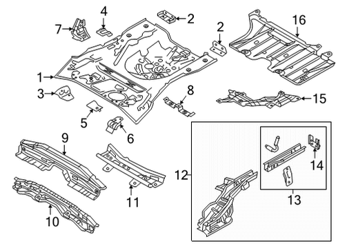 2020 Toyota Yaris Rear Floor & Rails Diagram 1 - Thumbnail