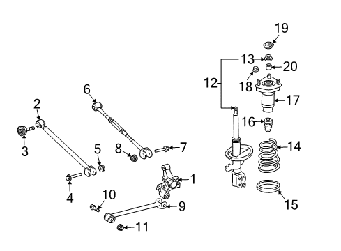 2004 Toyota Solara Rear Suspension Components, Lower Control Arm, Stabilizer Bar Diagram 1 - Thumbnail