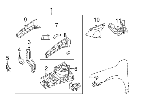 2011 Toyota Camry Structural Components & Rails Diagram 1 - Thumbnail