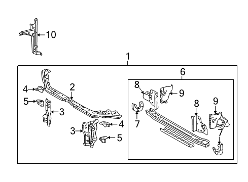 2007 Toyota Corolla Support, Radiator, LH Diagram for 53212-02070