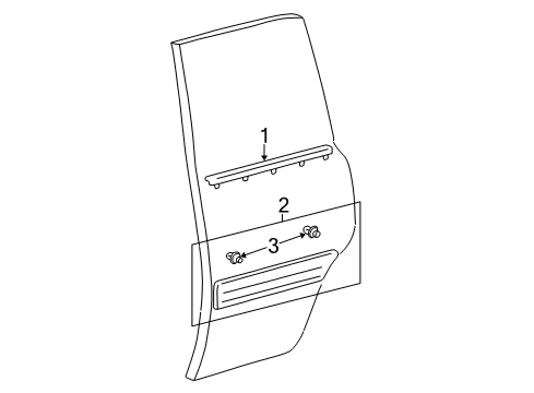 2003 Toyota Land Cruiser Moulding, Rear Door, Outside RH Diagram for 75741-60160-D0