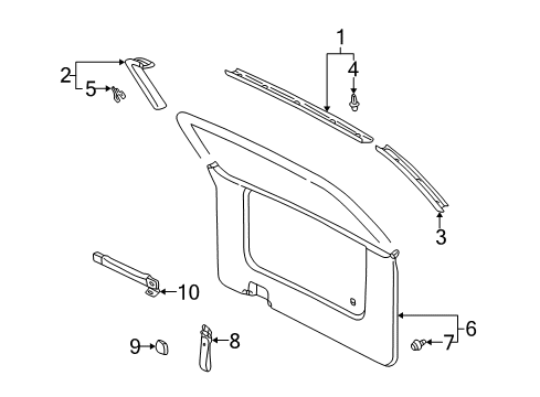 2000 Toyota Sienna Garnish, Back Door, Center Diagram for 67939-08010-B0