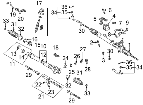 2000 Toyota Echo Steering Column & Wheel, Steering Gear & Linkage Diagram 4 - Thumbnail