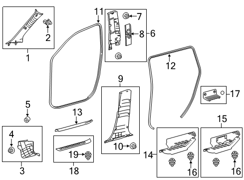 2017 Toyota Highlander WEATHERSTRIP, Rear Door Opening Trim Diagram for 62331-0E050-C0