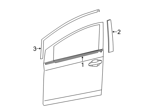 2015 Toyota Prius Plug-In Exterior Trim - Front Door Diagram