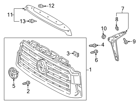 2022 Toyota Sequoia Bracket, Radiator Grille, Lower RH Diagram for 53117-0C030