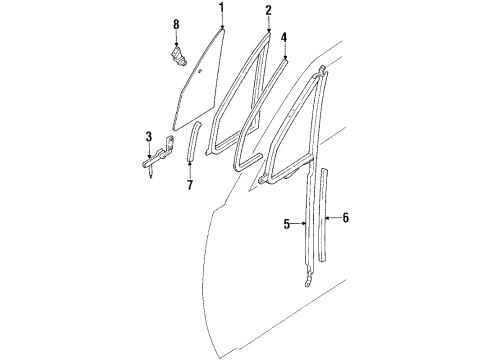 1991 Toyota Pickup Vent Glass & Hardware Diagram