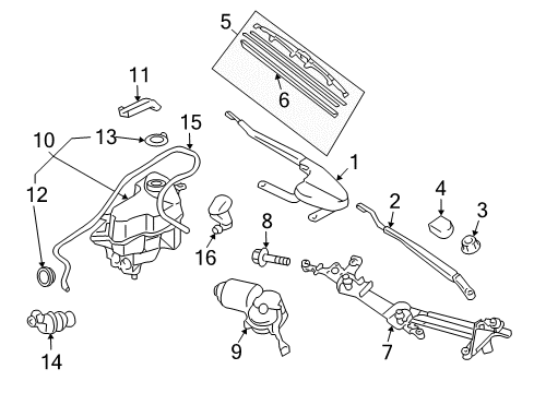 2008 Toyota Prius Windshield - Wiper & Washer Components Diagram