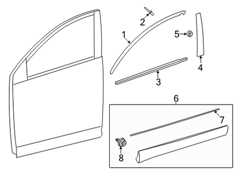 2021 Toyota Venza Exterior Trim - Front Door Diagram