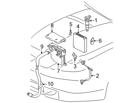 2001 Toyota Celica Ignition Coil Assembly Diagram for 90919-02238