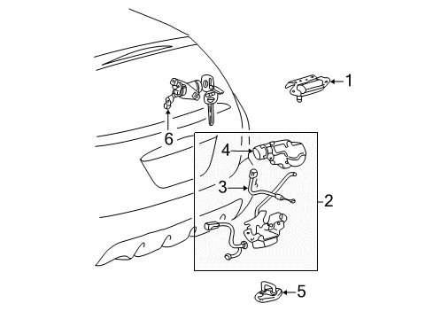 2008 Toyota Matrix Lift Gate - Lock & Hardware Diagram