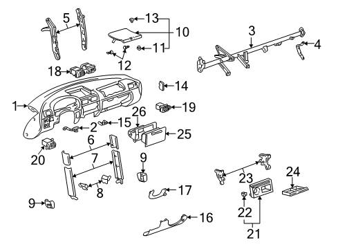 2000 Toyota MR2 Spyder Instrument Panel Diagram