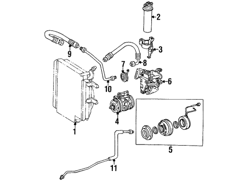 1987 Toyota Tercel A/C Condenser, Compressor & Lines Diagram