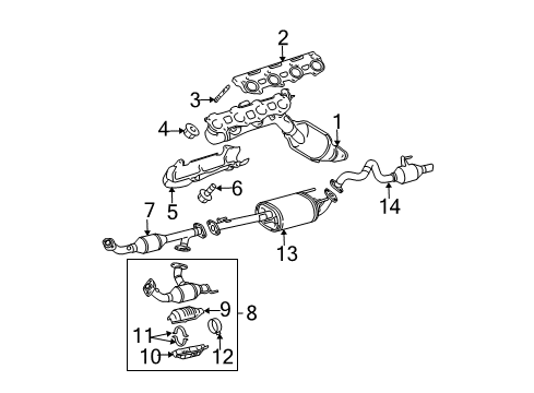 2008 Toyota 4Runner Exhaust Manifold To Head Gasket Diagram for 17173-50030