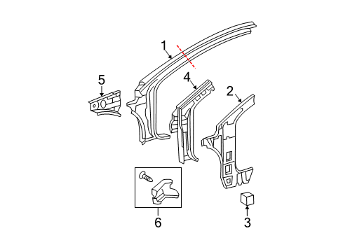 2006 Scion tC Reinforce Sub-Assy, Front Body Pillar, Lower LH Diagram for 61109-21020