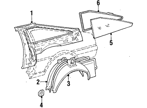 1984 Toyota Corolla Joint, Quarter Window Moulding Diagram for 76653-12031