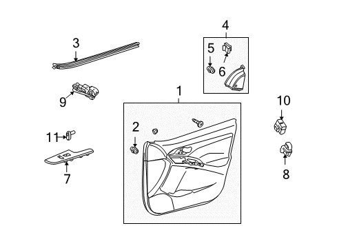 2011 Toyota Matrix Weatherstrip, Front Door Glass, Inner RH Diagram for 68171-02170