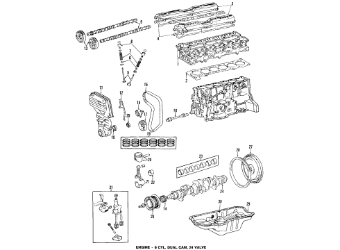 1992 Toyota Cressida Engine Parts & Mounts, Timing, Lubrication System Diagram