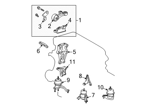 2010 Toyota Highlander Engine & Trans Mounting Diagram 1 - Thumbnail