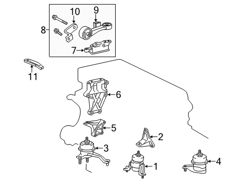 2011 Toyota Sienna Engine & Trans Mounting Diagram 1 - Thumbnail