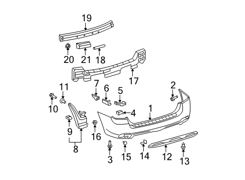 2008 Toyota Highlander Rear Bumper Diagram 1 - Thumbnail