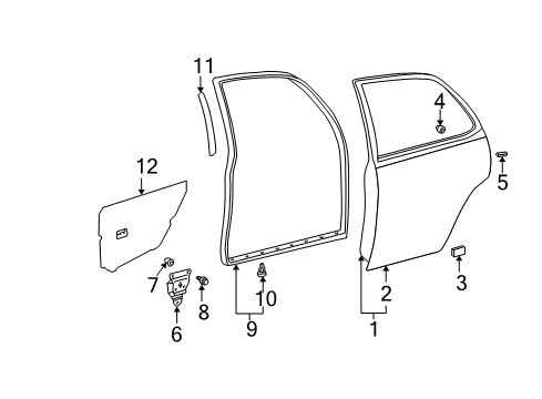 2002 Toyota Camry Plate Sub-Assy, Rear Door Lower Frame, RH Diagram for 67047-AA010