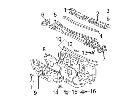 2002 Toyota Solara Insulator, Dash Panel, Outer Diagram for 55223-06070