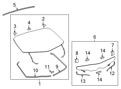 2020 Toyota Prius Prime SPACER, Back Window Diagram for 64818-47130