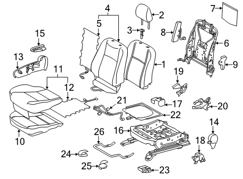 2016 Toyota Prius C Front Seat Components Diagram 2 - Thumbnail