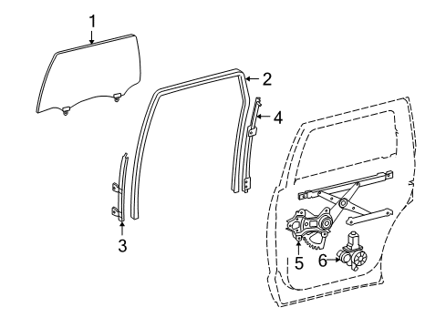 2010 Toyota Sequoia Run, Rear Door Window, RH Diagram for 68142-0C050