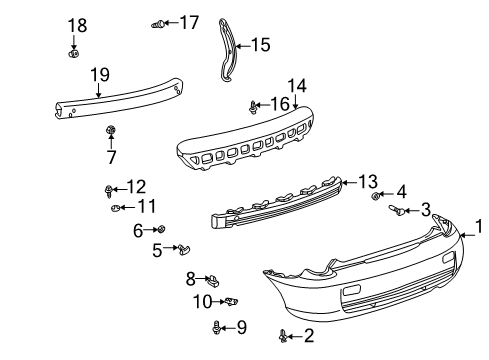 2000 Toyota Celica Bracket, Rear Bumper Seal, RH Diagram for 52197-20010