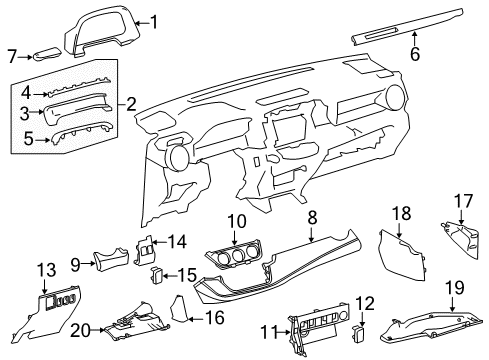 2014 Toyota RAV4 Cluster & Switches, Instrument Panel Diagram 3 - Thumbnail