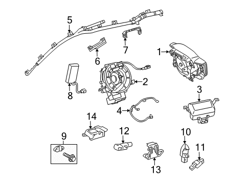 2010 Toyota Matrix Air Bag Assembly, INSTR Diagram for 73970-02091