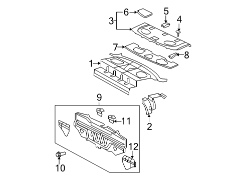 2012 Toyota Yaris Reinforce Sub-Assy, Package Tray Bracket, RH Diagram for 64304-52080