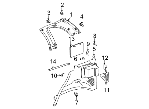 2004 Toyota RAV4 Garnish, Roof Side, Inner RH Diagram for 62470-42080-E0